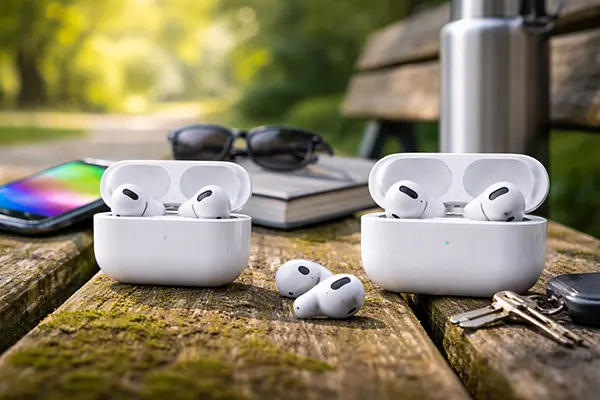 Wireless earbuds closeup