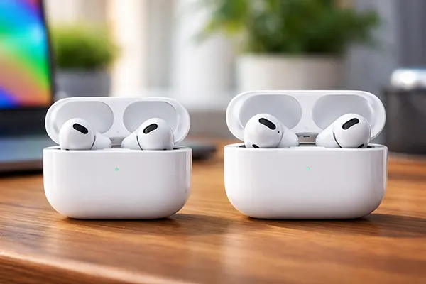 Wireless earbuds closeup